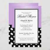 Royal Black Polka Dot Lila Brautparty Einladung (Vorne/Hinten)