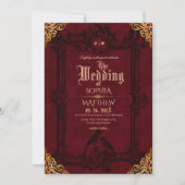 Royal Black Red Fantasy Medieval Wedding Einladung (Vorderseite)