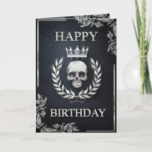 Royal Black & Silver King of the Dead Birthday Karte