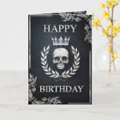 Royal Black & Silver King of the Dead Birthday Karte (Gelbe Blume)