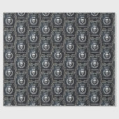 Royal Black & Silver King of the Dead Christmas Geschenkpapier (Flach)