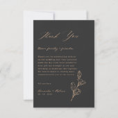 Royal Black Simple Minimalistisch Wedding Dankeskarte (Vorderseite)