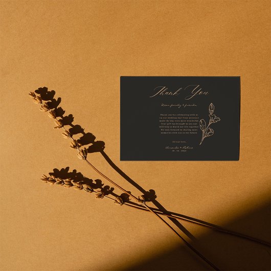 Royal Black Simple Minimalistisch Wedding Dankeskarte