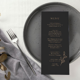 Royal Black Simple Minimalistisch Wedding Menu Menükarte