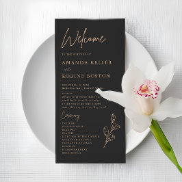Royal Black Simple Minimalistisch Wedding Program