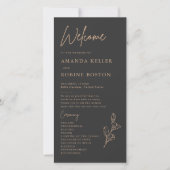 Royal Black Simple Minimalistisch Wedding Program (Vorderseite)