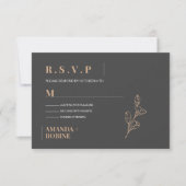 Royal Black Simple Minimalistisch Wedding RSVP Karte (Vorderseite)