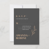 Royal Black Simple Minimalistisch Wedding RSVP Karte (Vorderseite)