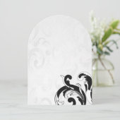 Royal Black Wirbel Hochzeitseinladungen Einladung (Stehend Vorderseite)