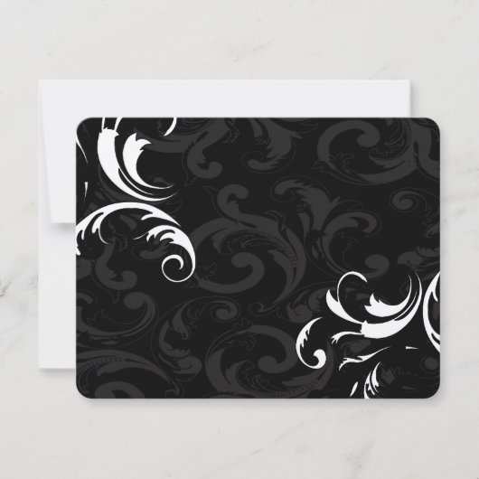 Royal Black Wirbel Wedding RSVP (Vorderseite)