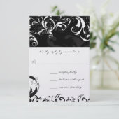 Royal Black Wirbel Wedding RSVP (Stehend Vorderseite)
