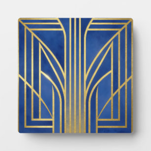 Royal Blau Gold Art Deco Fotoplatte