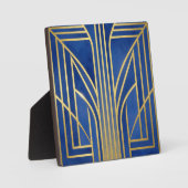 Royal Blau Gold Art Deco Fotoplatte (Vorderseite)