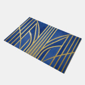 Royal Blau Gold Art Deco Fußmatte (Schrägansicht)