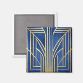 Royal Blau Gold Art Deco Magnet (Vorderseite/Rückseite)