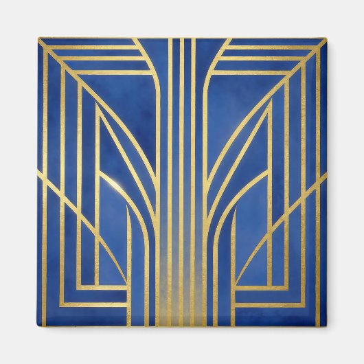 Royal Blau Gold Art Deco Magnet (Vorne)