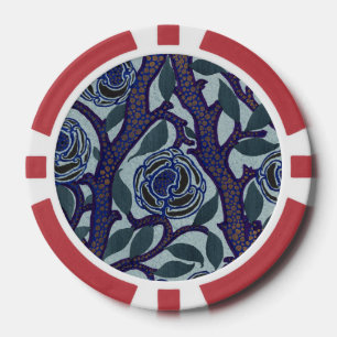 Royal Blau & Gold Art Deco Rose Blumen Dekor Pokerchips