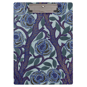 Royal Blau & Gold Art Deco Rose Blumendekor Klemmbrett