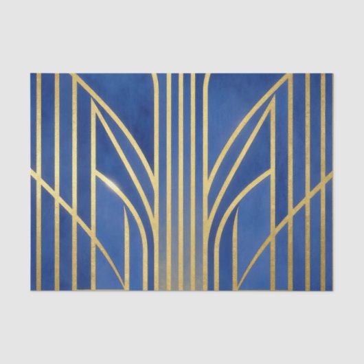 Royal Blau Gold Art Deco Seidenpapier (Vorderseite)
