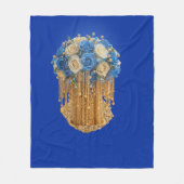 Royal Blau & Gold Blumen — Fleece-Decke Fleecedecke (Vorderseite)