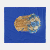 Royal Blau & Gold Blumen — Fleece-Decke Fleecedecke (Vorderseite (Horizontal))