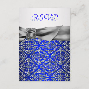 Royal Blau Silber Damast Silber 25. Jubiläum RSVP Karte