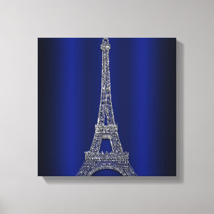 Royal Blau & Silber Eiffelturm Paris Moderne Glamo Leinwanddruck