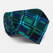 Royal Blau und grüner Tartan Krawatte (Gerollt)