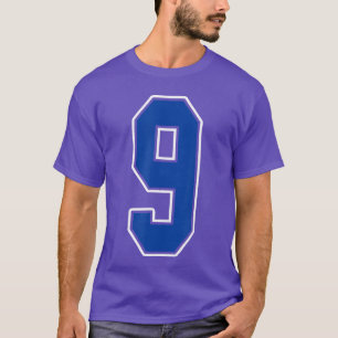 Royal Blau und Weiß Nummer 9 Trikot Spieler Unifor T-Shirt