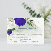 Royal Blau-Weiß-Blume Grüne Speisekarte RSVP Karte (Stehend Vorderseite)