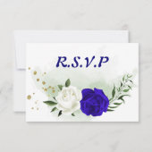 Royal Blau-Weiß-Blume Grüne Speisekarte RSVP Karte (Rückseite)