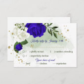 Royal Blau-Weiß-Blume Grüne Speisekarte RSVP Karte (Vorne/Hinten)