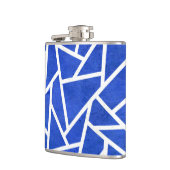 Royal-Blau-Weiß-Mosaik Flachmann (Links)