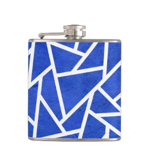 Royal-Blau-Weiß-Mosaik Flachmann
