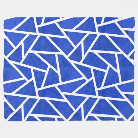 Royal-Blau-Weiß-Mosaik Fleecedecke (Vorderseite (Horizontal))