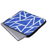 Royal-Blau-Weiß-Mosaik Laptopschutzhülle (Vorne Knopf)