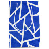 Royal-Blau-Weiß-Mosaik Mittlere Geschenktüte (Vorderseite)