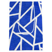 Royal-Blau-Weiß-Mosaik Mittlere Geschenktüte (Rückseite)