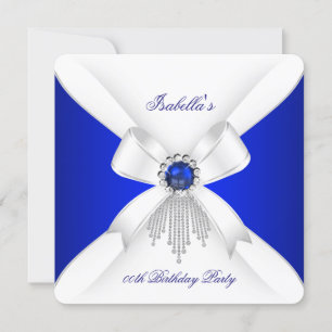 Royal Blau Weißer Diamant Perle Geburtstagsfeier 2 Einladung