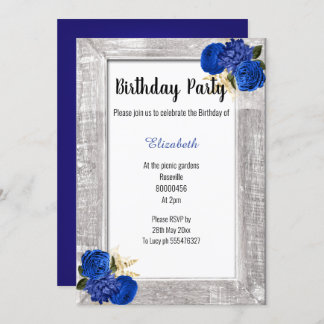 ROYAL BLAUE FLORAL GEBURTSTAG EINLADUNG