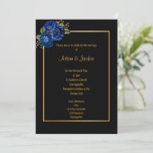 ROYAL BLAUE GOLD FLORAL ELEGANT WEDING INVITATION EINLADUNG (Stehend Vorderseite)