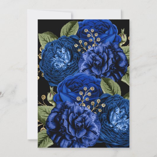 ROYAL BLAUE GOLD FLORAL ELEGANT WEDING INVITATION EINLADUNG (Rückseite)