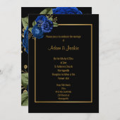 ROYAL BLAUE GOLD FLORAL ELEGANT WEDING INVITATION EINLADUNG (Vorne/Hinten)