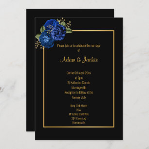 ROYAL BLAUE GOLD FLORAL WEDING INVITATION EINLADUNG