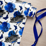 ROYAL BLAUE NACHT VÖGEL GOTHISCHE CHRISTMAS GESCHENKPAPIER<br><div class="desc">Elegante,  Vintage,  inspirierte gotische NIGHT VÖGEL UND BUTTERFLY mit königsblauer Akzent und Damastenumhüllung Eine klassische Idee für Ihre gotische Weihnachtsfeier!!</div>