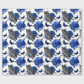 ROYAL BLAUE NACHT VÖGEL GOTHISCHE CHRISTMAS GESCHENKPAPIER (Flach)