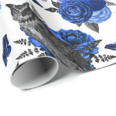 ROYAL BLAUE NACHT VÖGEL GOTHISCHE CHRISTMAS GESCHENKPAPIER (Rolleneckpunkt)