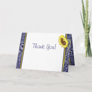 Royal Blaue und Gelbe Sonnenblumen Danksagungskart Dankeskarte