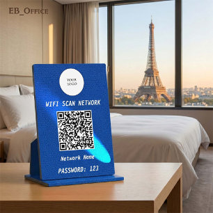 Royal Blaues Leder Cyan Spotlight QR Code Wifi Fotoplatte
