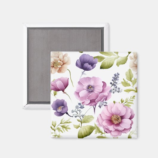 Royal Bloom Symphony Lila Floral Pattern Magnet (Vorderseite/Rückseite)